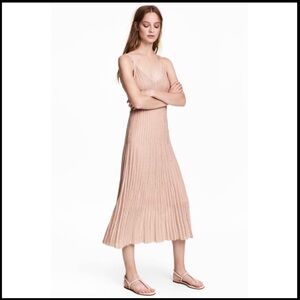 Glittery Powder Pink Sleeveless Midi Dress